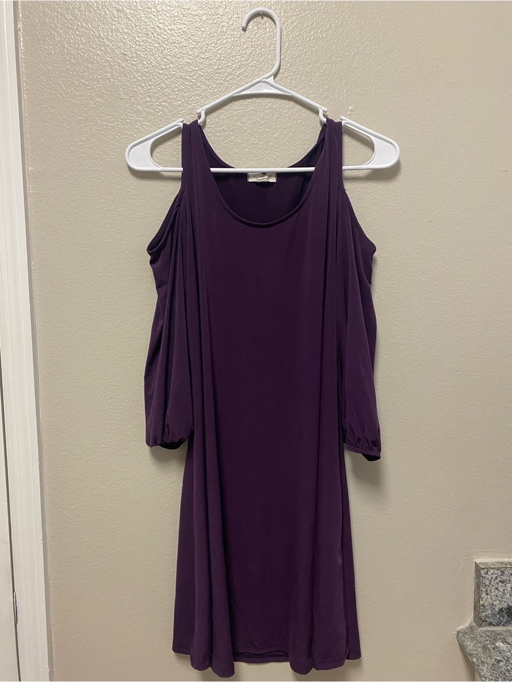 Purple Cold-Shoulder Swing Dress